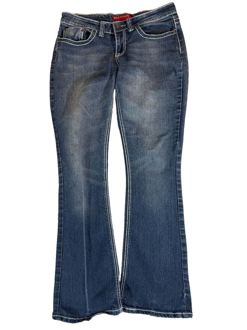Red Rivet Women's Bootcut Jeans Size 11 Heavy Stitch Blue Denim 32x30 Rodeo